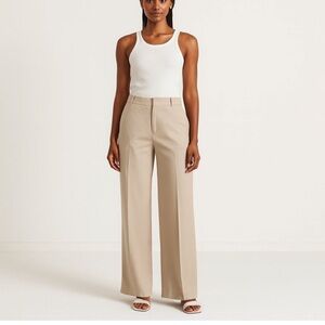 Zara NWT High Rise Wide Leg Trousers Women’s Size Medium Neutral Relaxed Fit